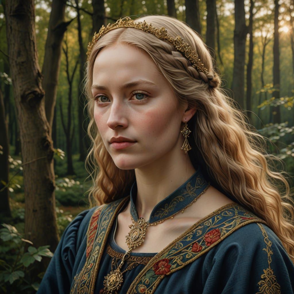 Lithuanian Maiden in 14th-Century Attire, Inspired by Mediev...