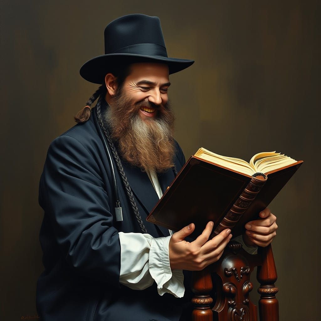 Contemplative Hasidic Scholar in Majestic Garb