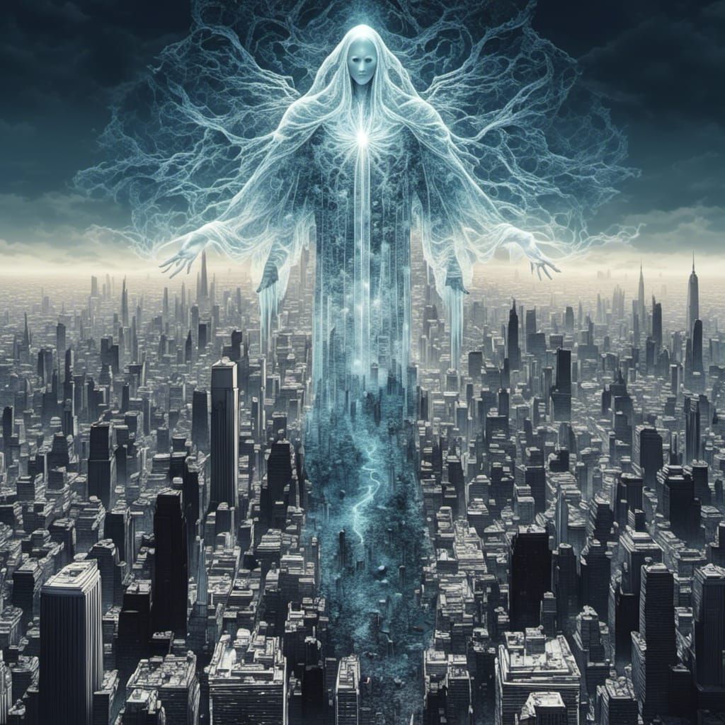 Ethereal Spectral Figure in Ghostly Style