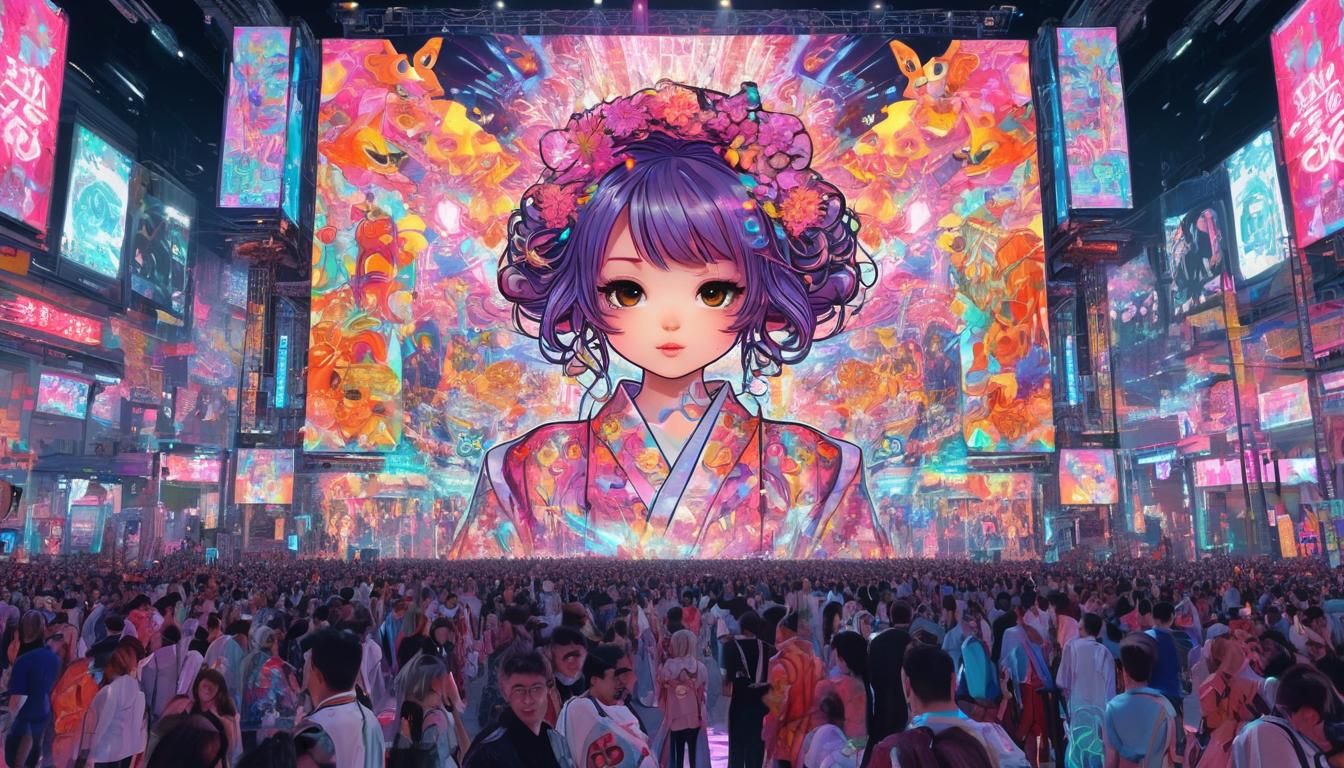 Dynamic Anime Cyberpunk Scene in Graffiti Pop Art Style