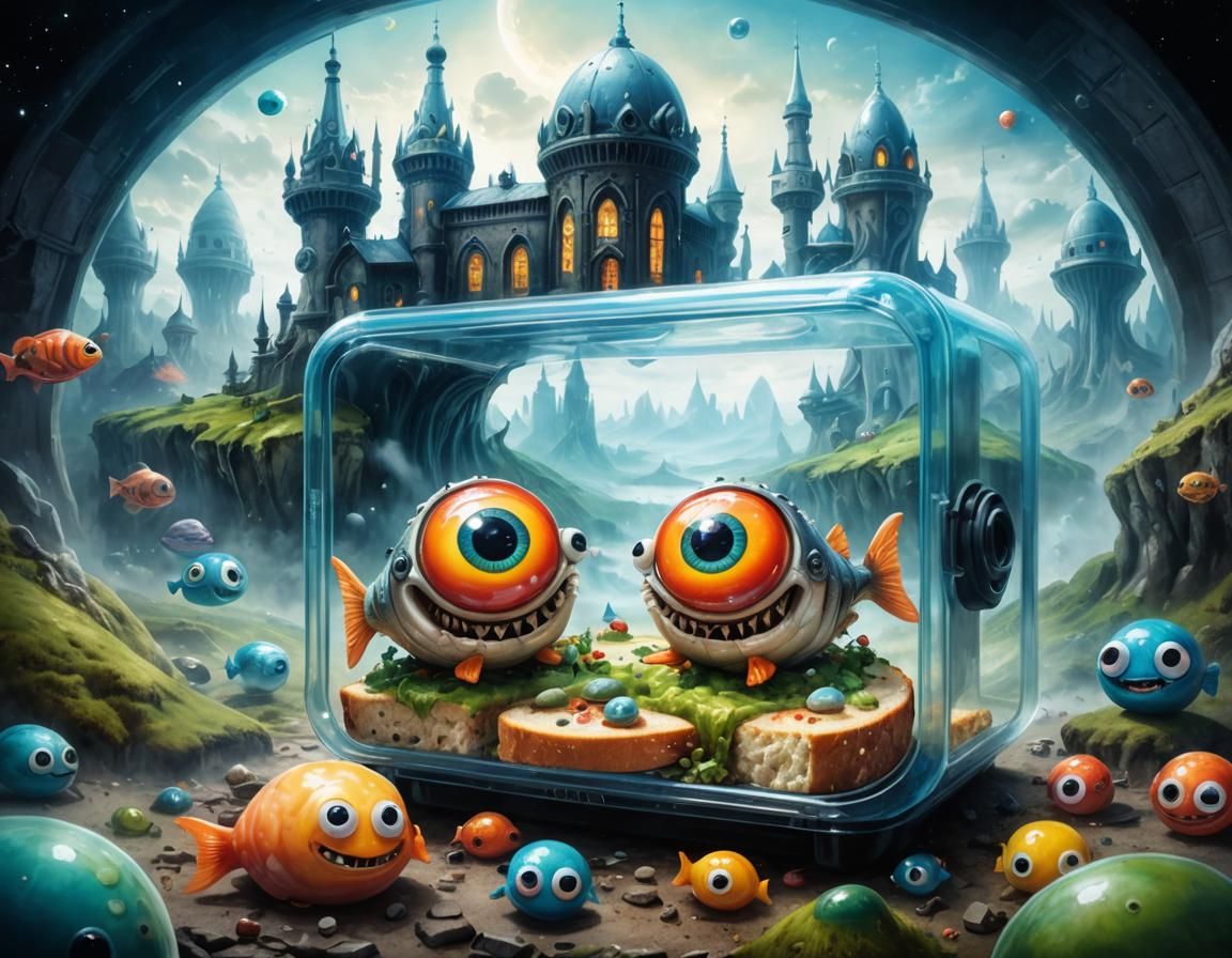 Smiling Sandwich in Lunchbox: Surreal Art