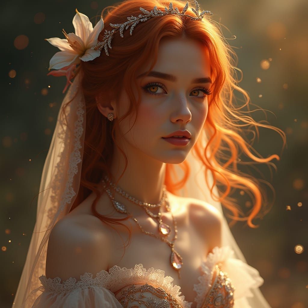 Enchanted Fantasy Bride in Elegant Digital Portrait