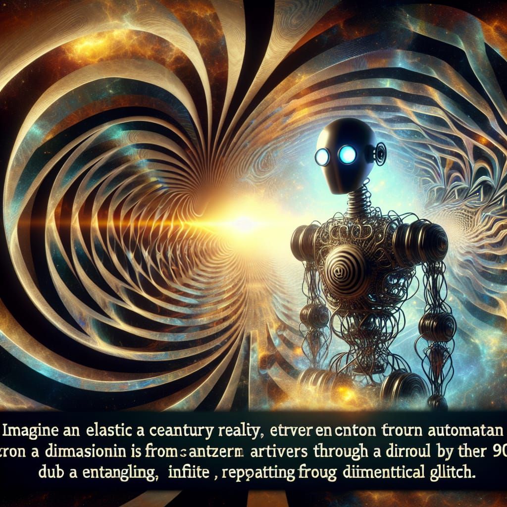 Surreal 1930s Space Robot Emerges from Quantum Patterns