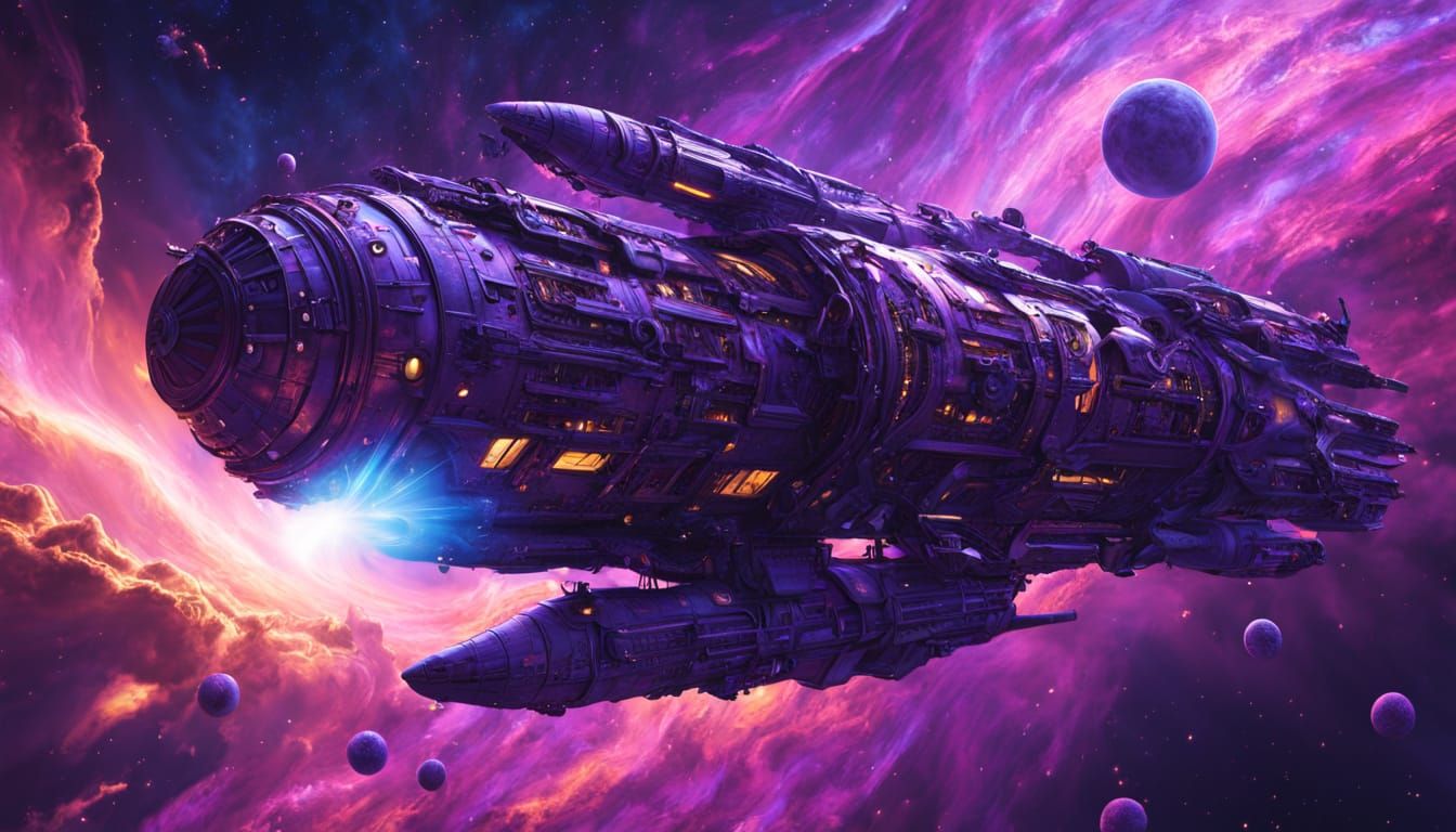 Epic Space Odyssey in Vibrant Digital Matte Painting