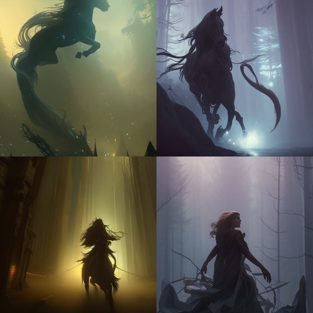 Dark Fantasy Patronus Concept Art in Style of Mucha