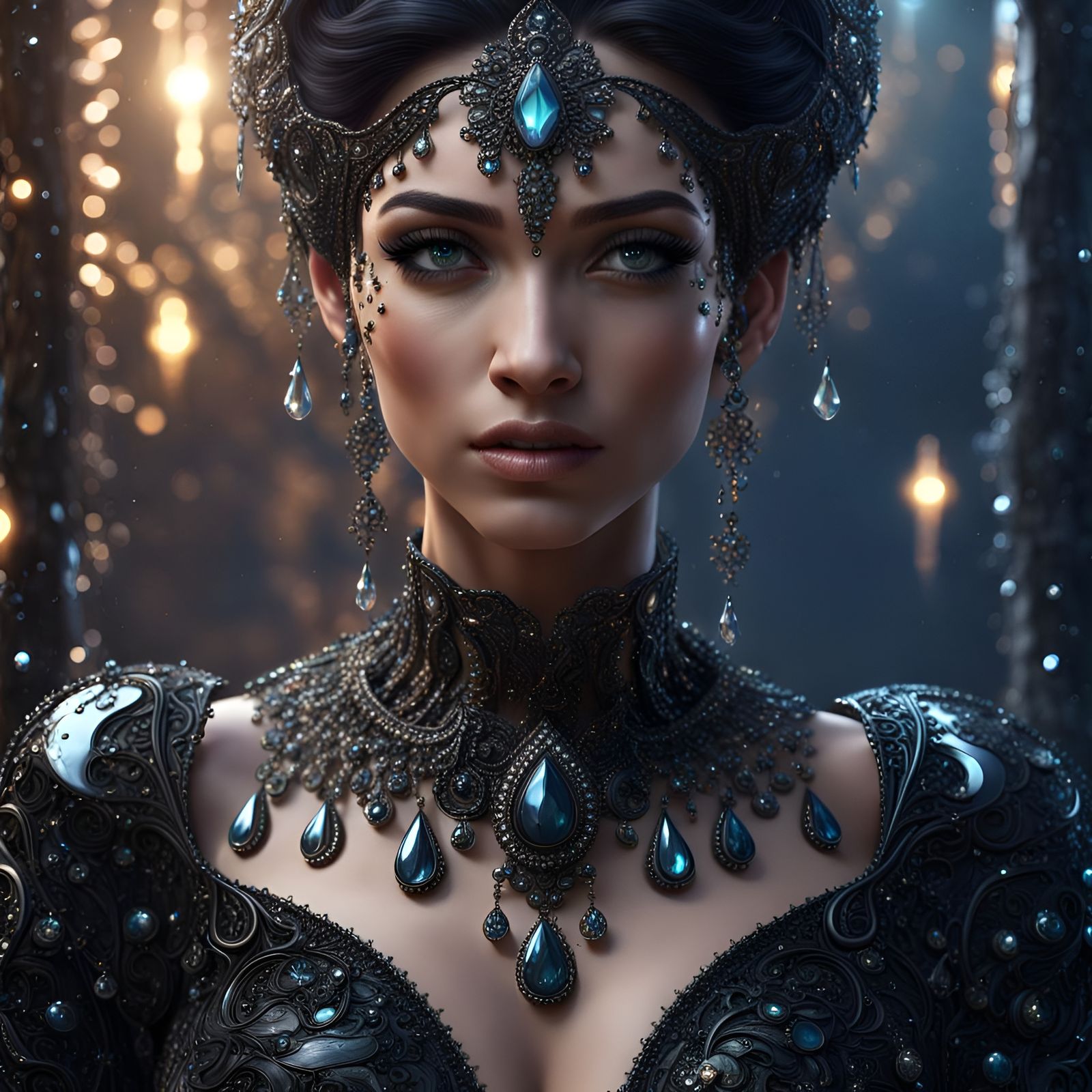 Crystalline Woman: Detailed Digital Art Portrait