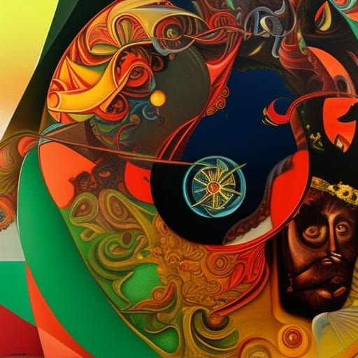 Abstract Fractal Dodecahedron in Expressionist Style