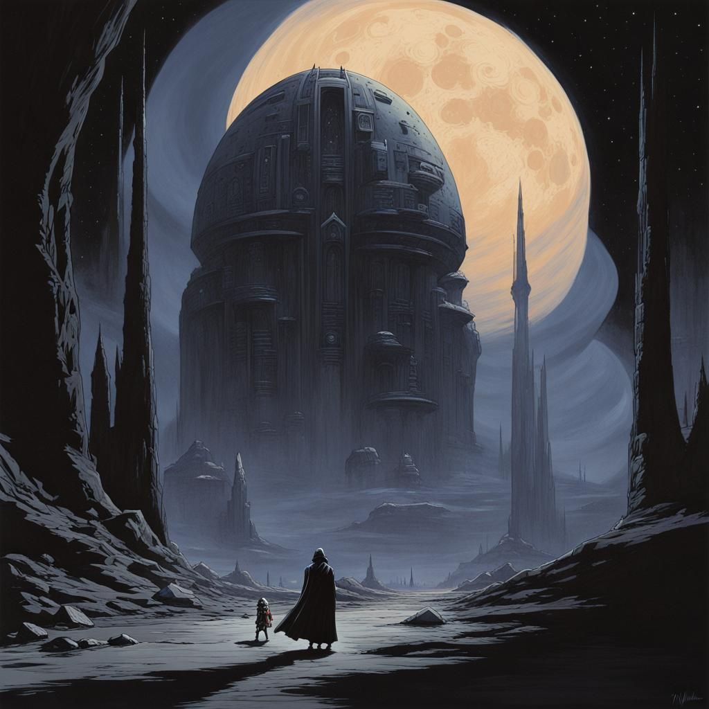 Star Wars Dark Fantasy Concept Art in 1970s Style