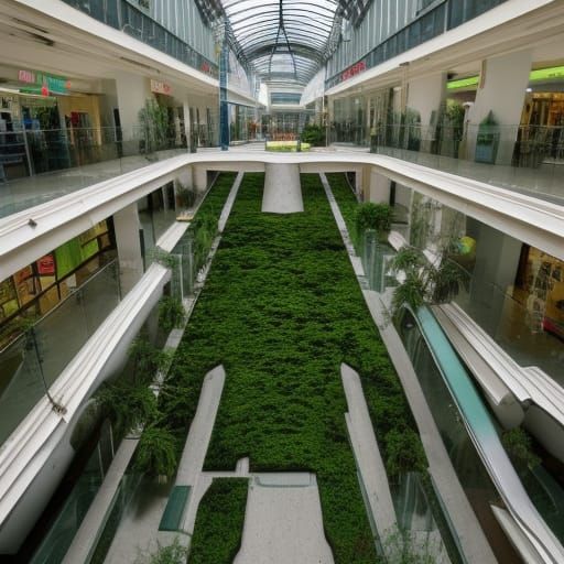 Overgrown Abandoned Mall: A Post-Apocalyptic Scene