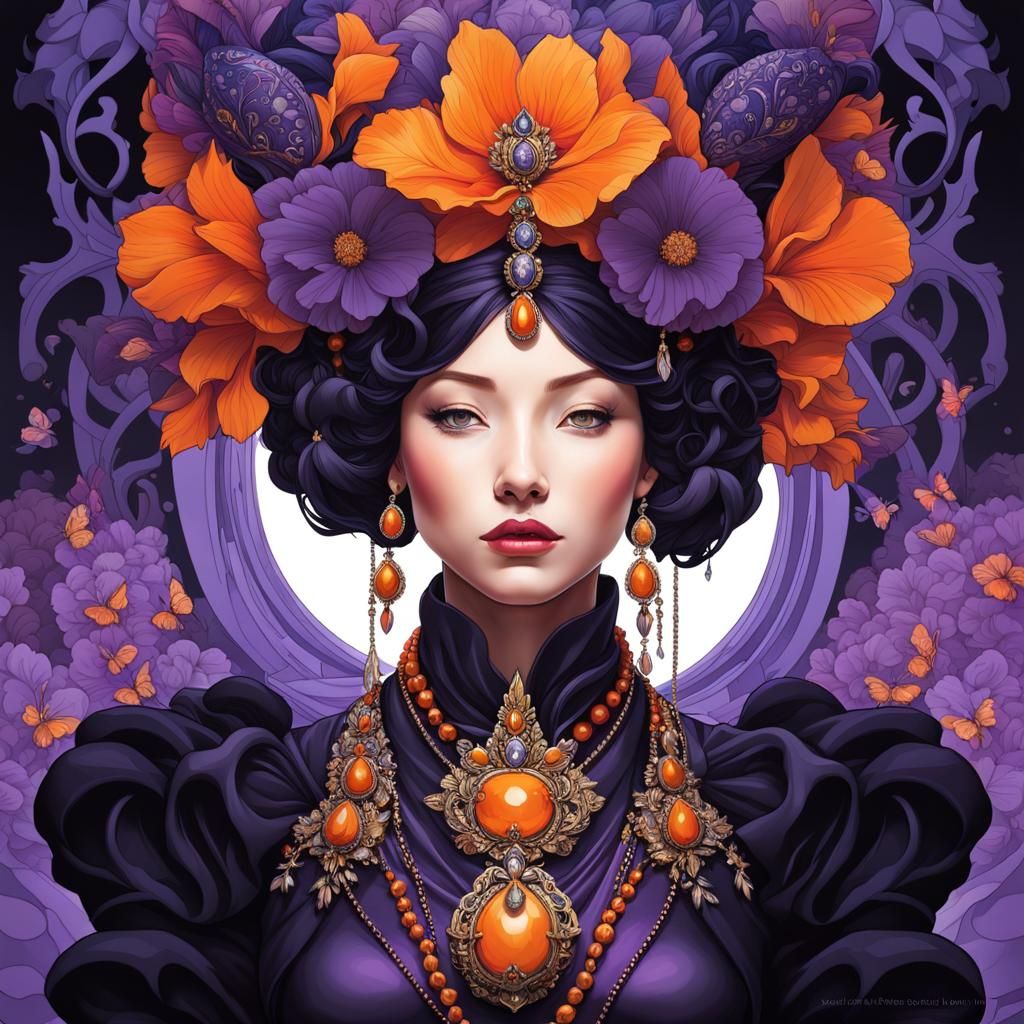 Goddess in Extravagant Baroque Dress, Graffiti Art