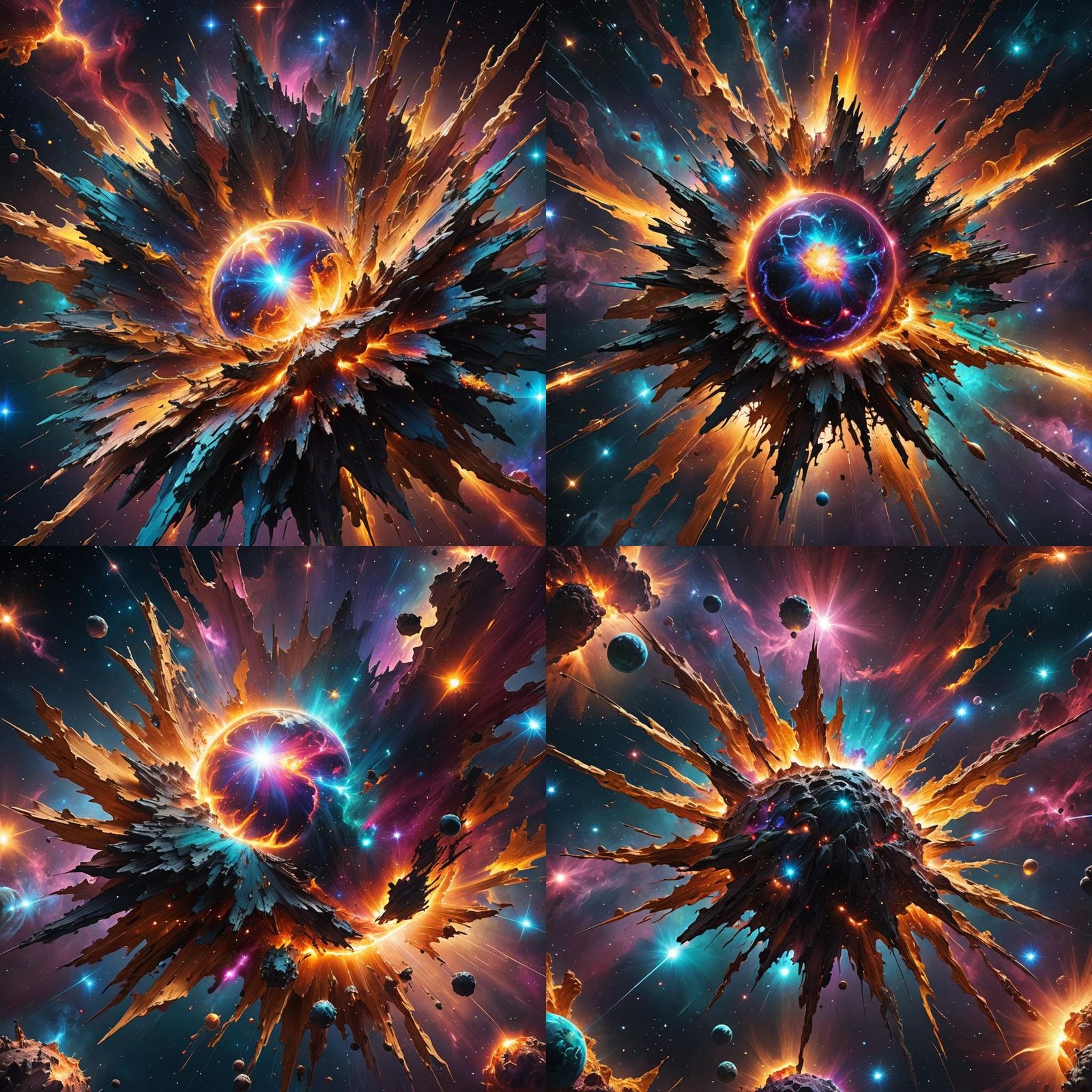 Cosmic Supernova Explosion in Splash Art Style