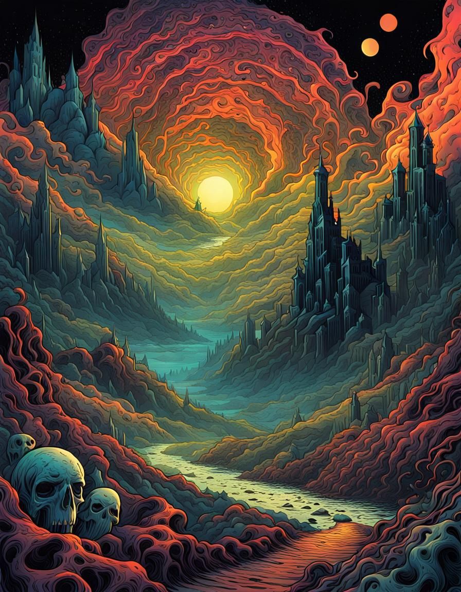 Psychedelic Comics Cover of Ghost Lands