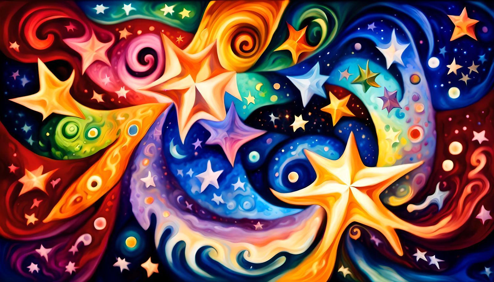 Cosmic Star Dance: An Impasto Oil Painting