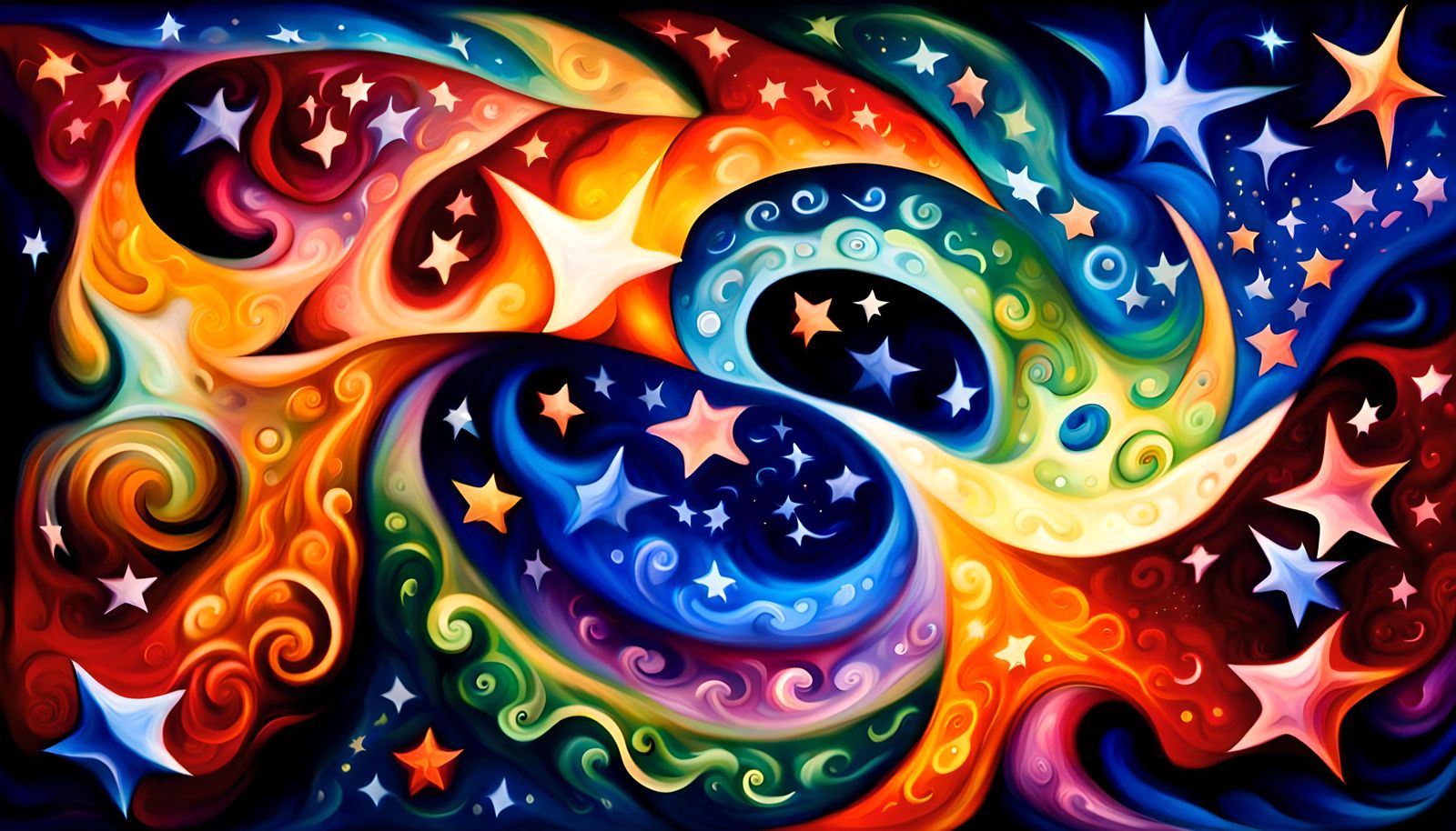 Cosmic Star Cluster in Vivid Impasto Oil Style