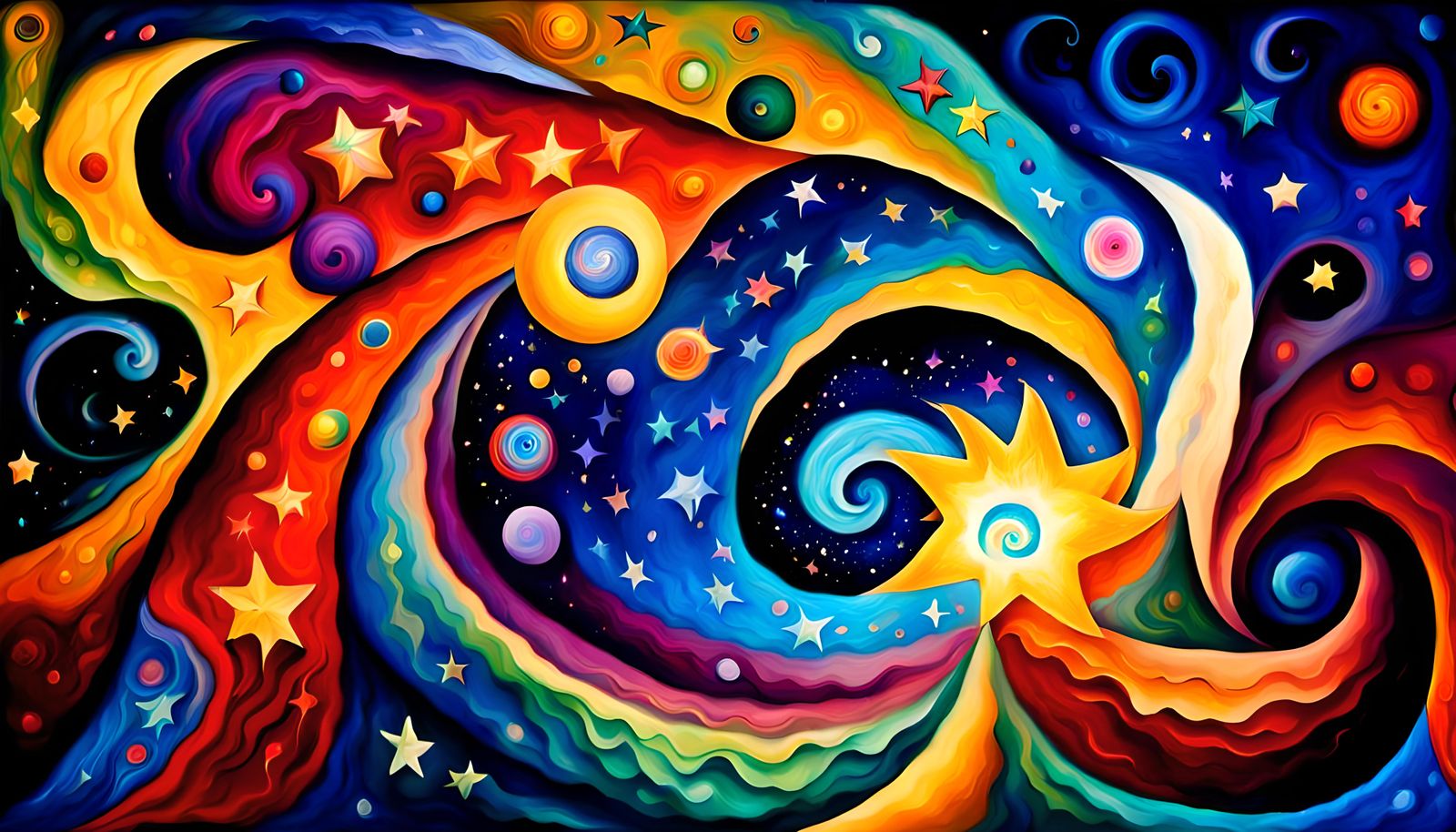 Cosmic Star Cluster in Iridescent Impasto Style