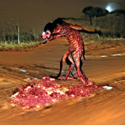 Skinwalker Consuming Bloody Flesh