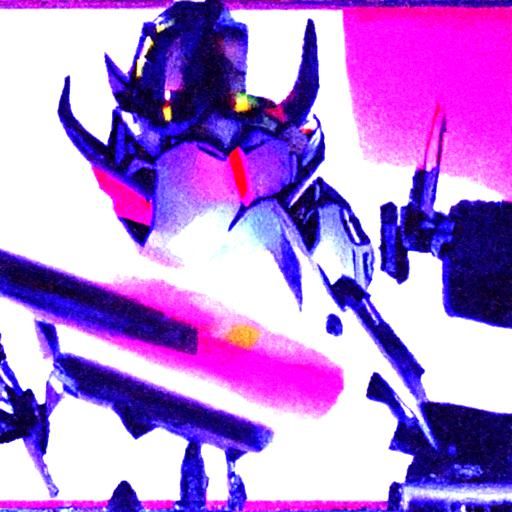 Synthwave Barbatos Gundam in Neon Style