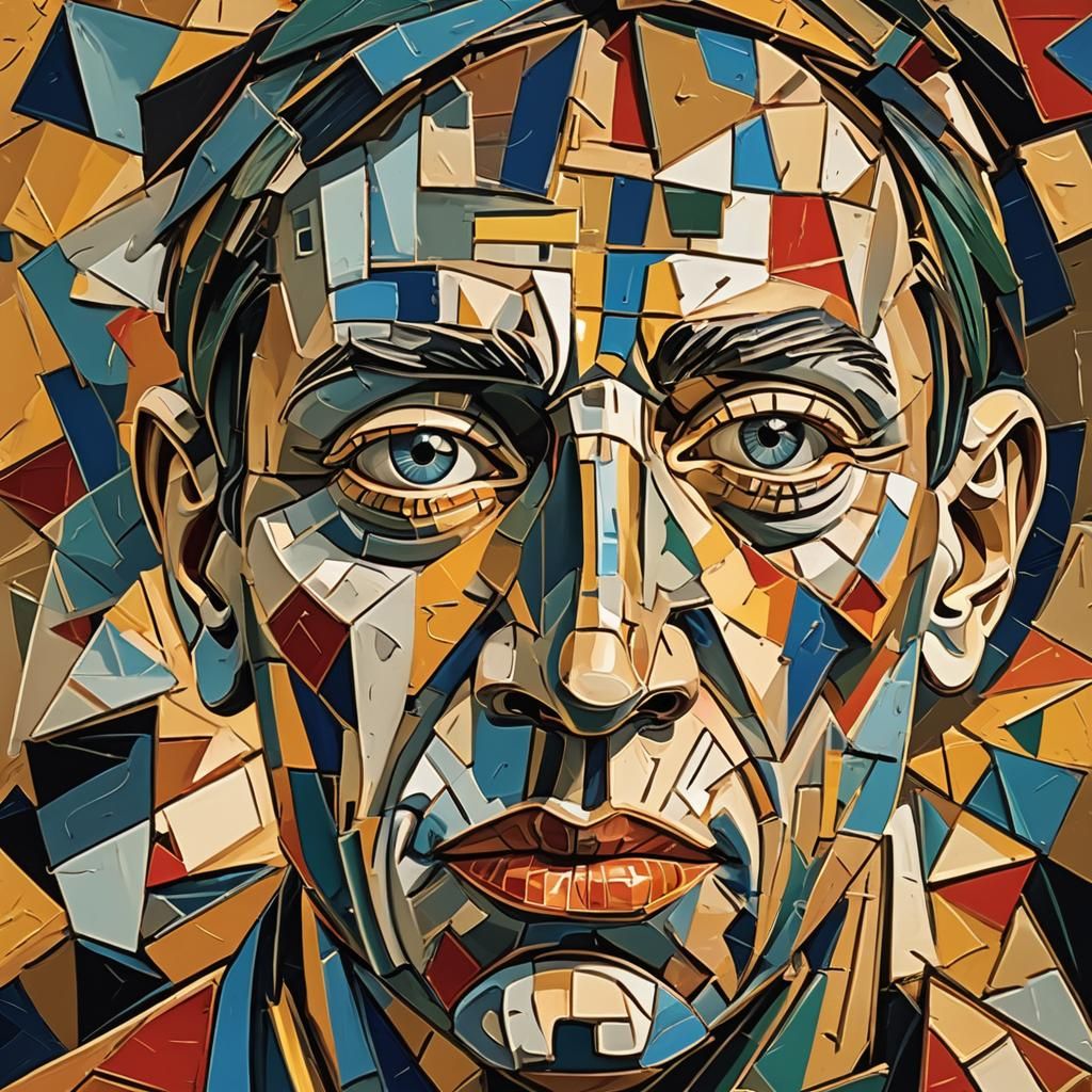 Cubist Sculpture: Pablo Picasso Portrait in Vibrant Colors