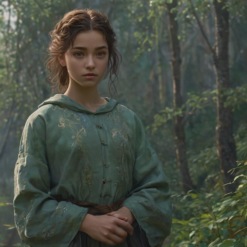 Expressive Portrait of a Young Girl in Fantasy Art