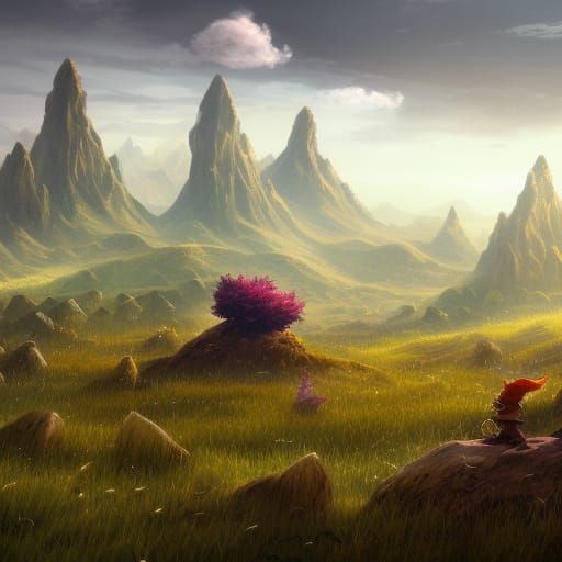 Bytopia Fantasy Landscape with Gnomes, Matte Painting