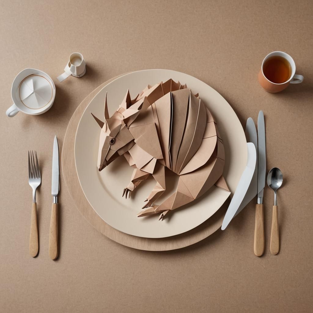 Armadillo's Origami Dinner: Papercraft Still Life