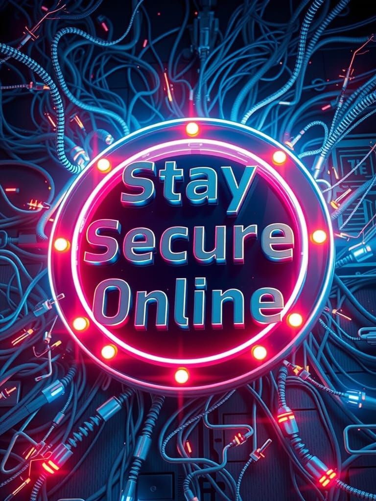 Stay Secure Online: Cyberpunk 3D Rendered Sign