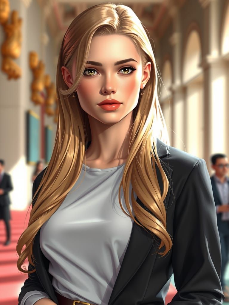 Statuesque Woman in 3D Anime Art Style