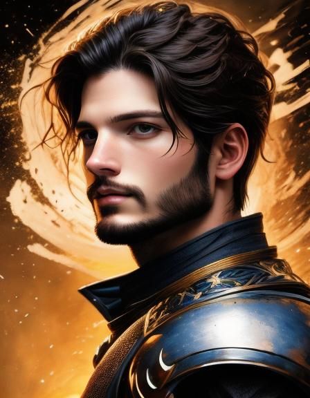 Watercolor Silhouette Portrait of a Male Paladin