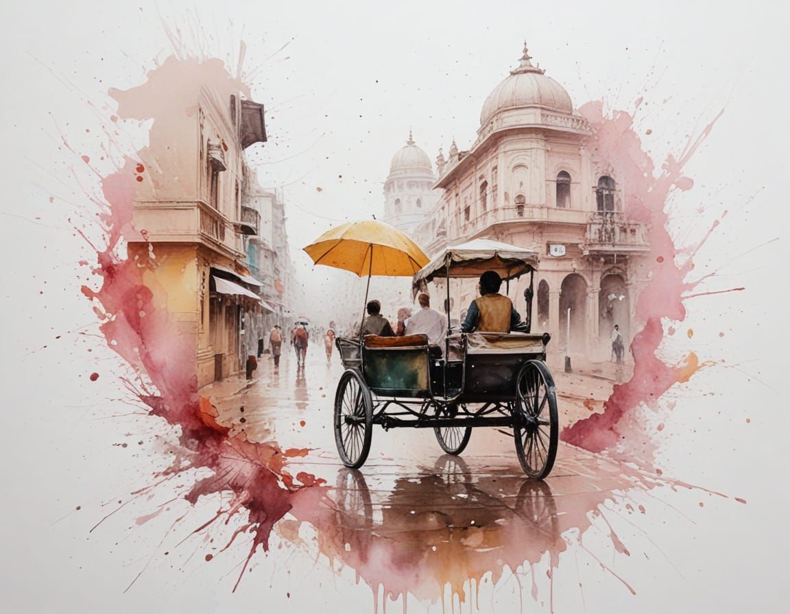 Jaipur Monsoon Reflections: Palaces Mirrored in Rainy Street...