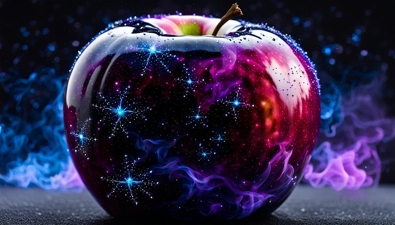 Glass Apple Filled with Purple Nebula