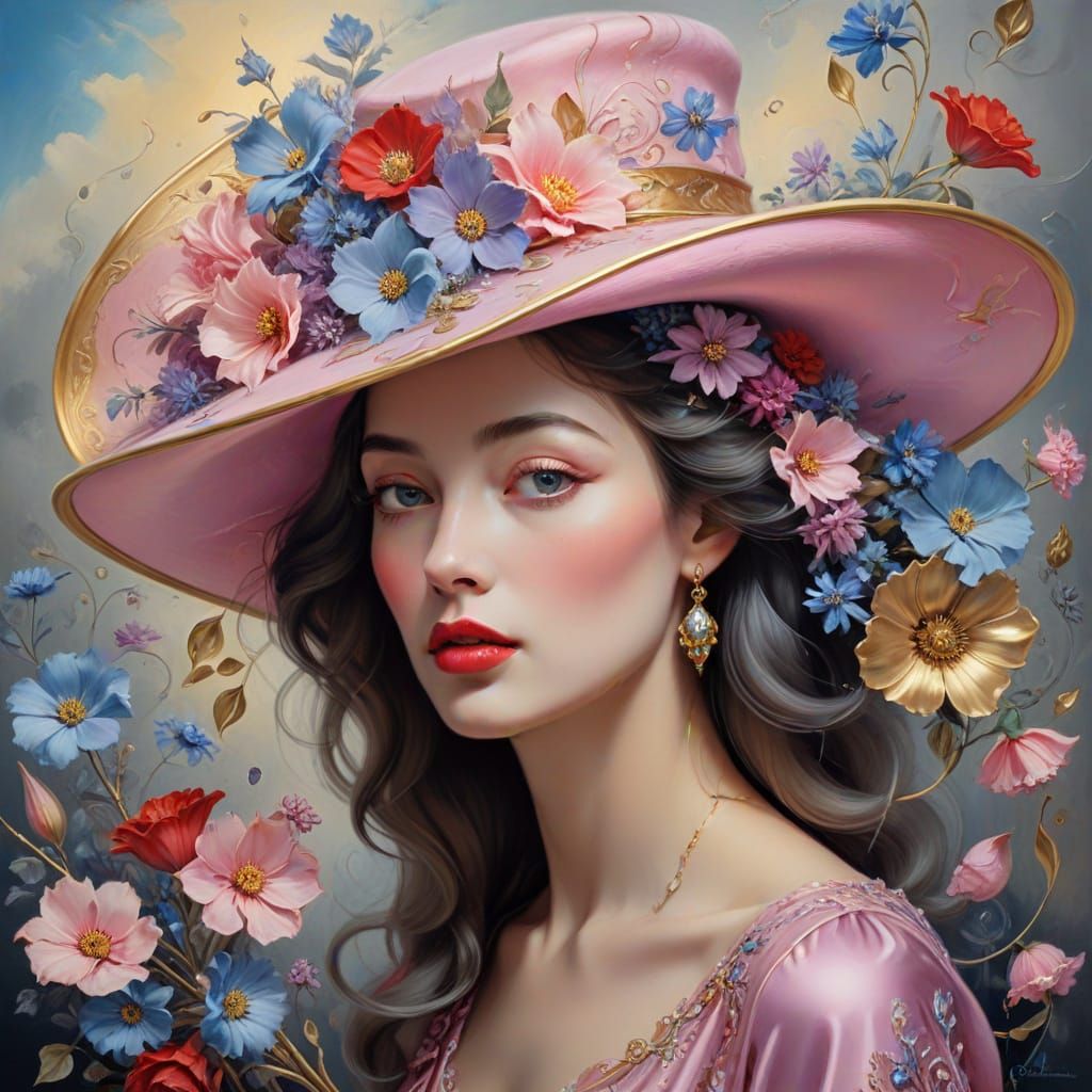 Elegant Woman in a Surrealist Oil Painting