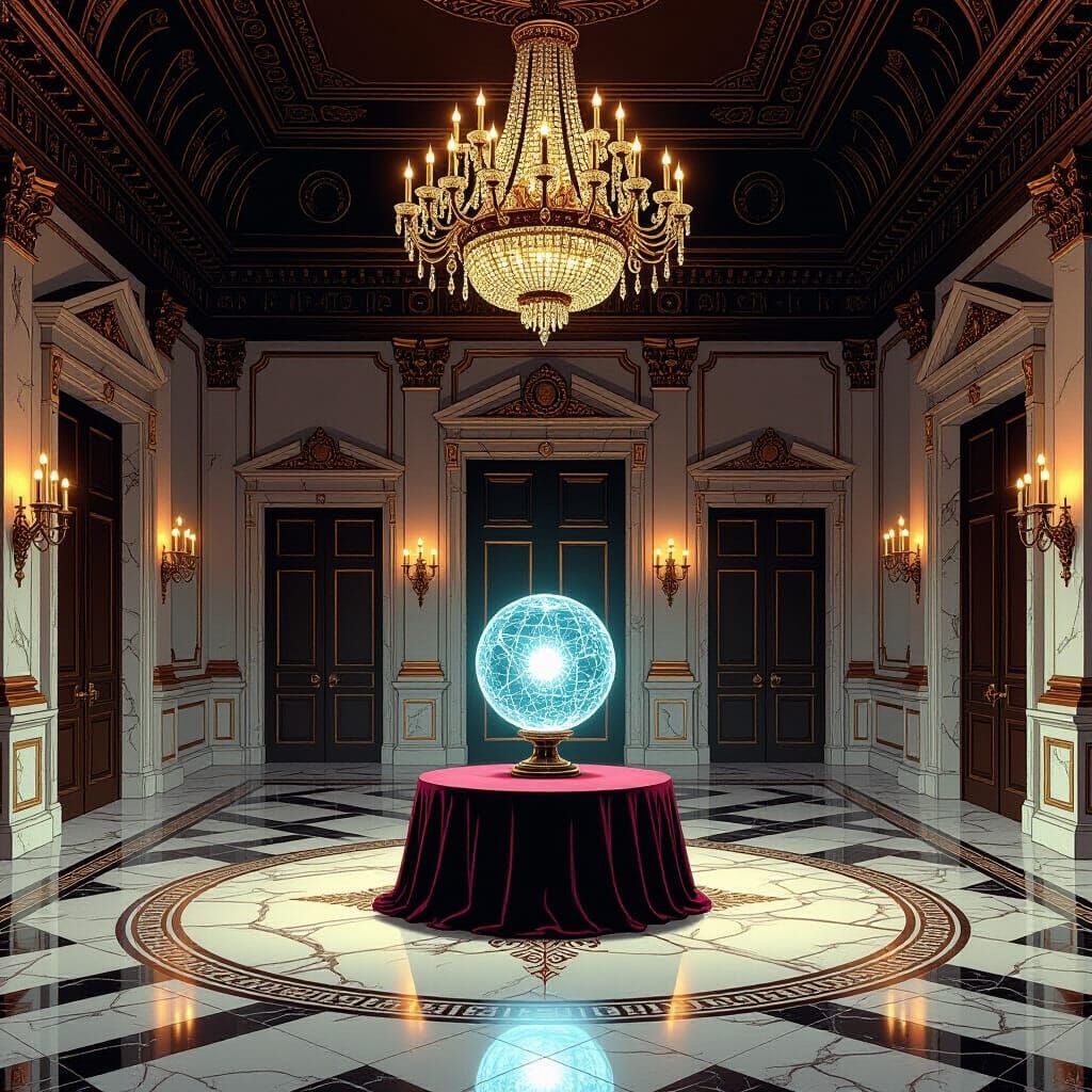 Renaissance Hall with Arcane Object, Comic Book Art