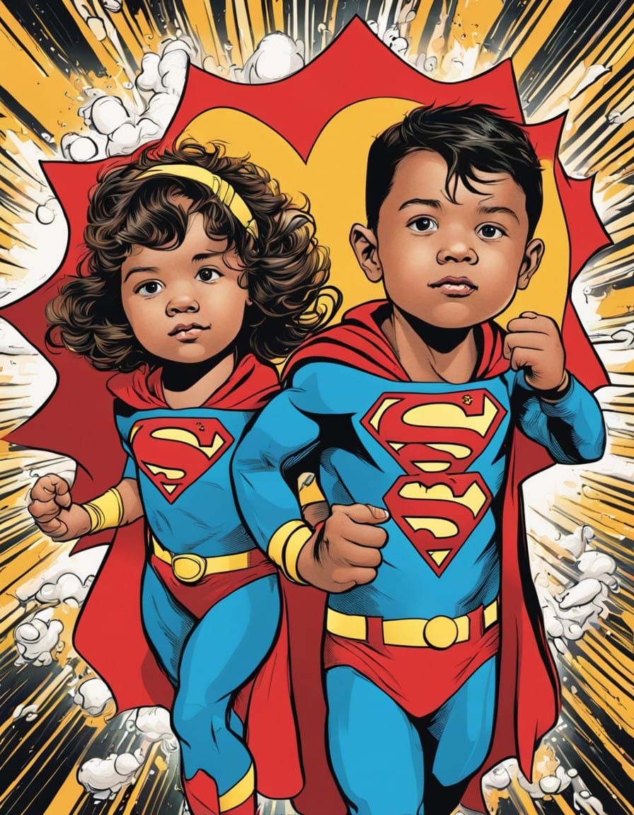 Colorful Comic Book Superhero Kids