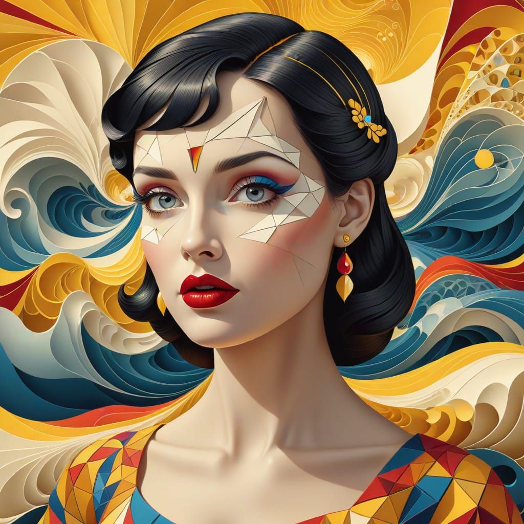 Snow White Fractal Art in Pop Art Style