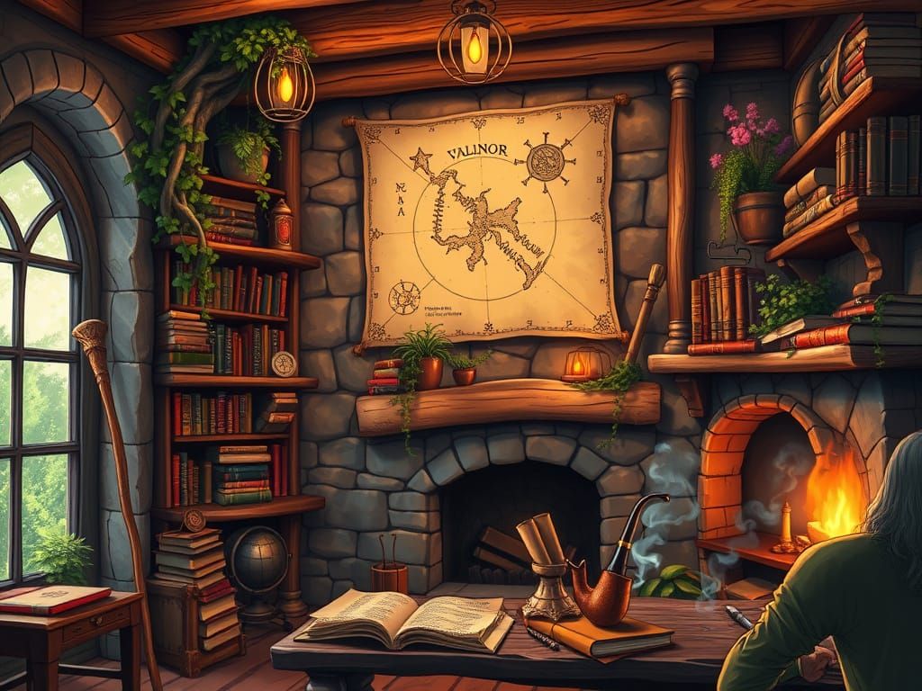 Enchanted Wizard's Study in Earthy Tones