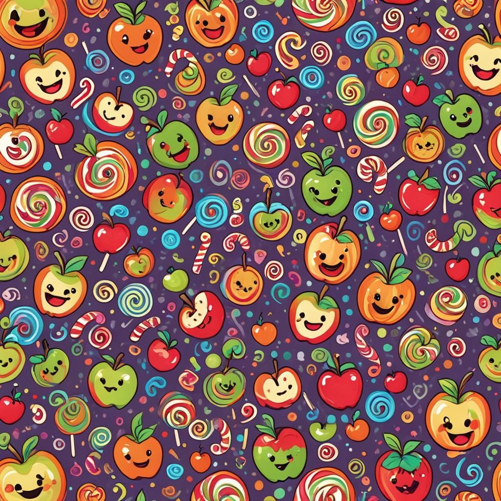 Candyland Caramel Apple with Kawaii Smile