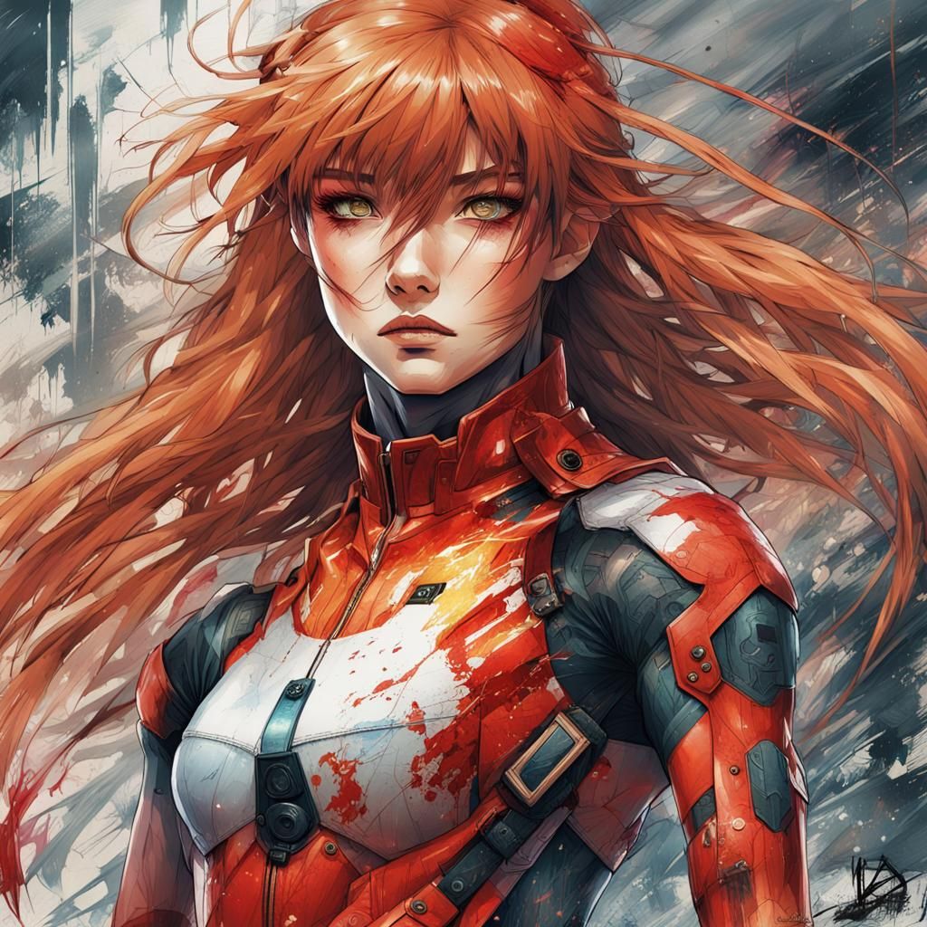 Asuka Langley Soryu in Manara Comic Style