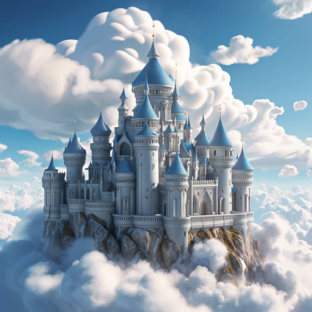 Photorealistic Cloud Castle Concept Art in UHD