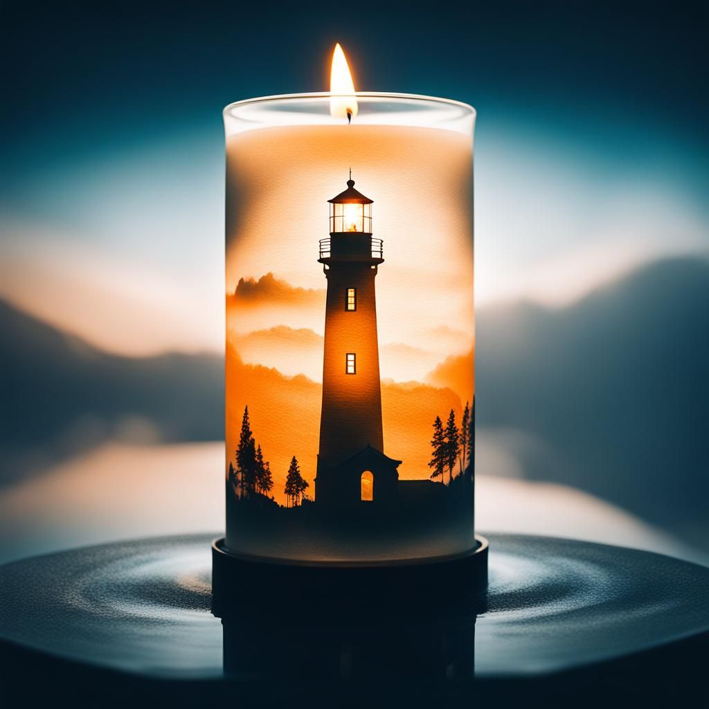 Double Exposure: Candle and Lighthouse