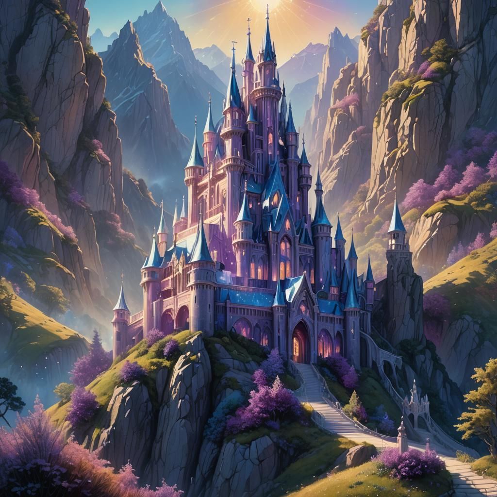 Elegant Crystal Castle Fantasy Concept Art