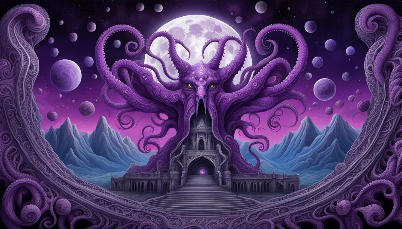 Psychedelic Eldritch Monster in Space Portal