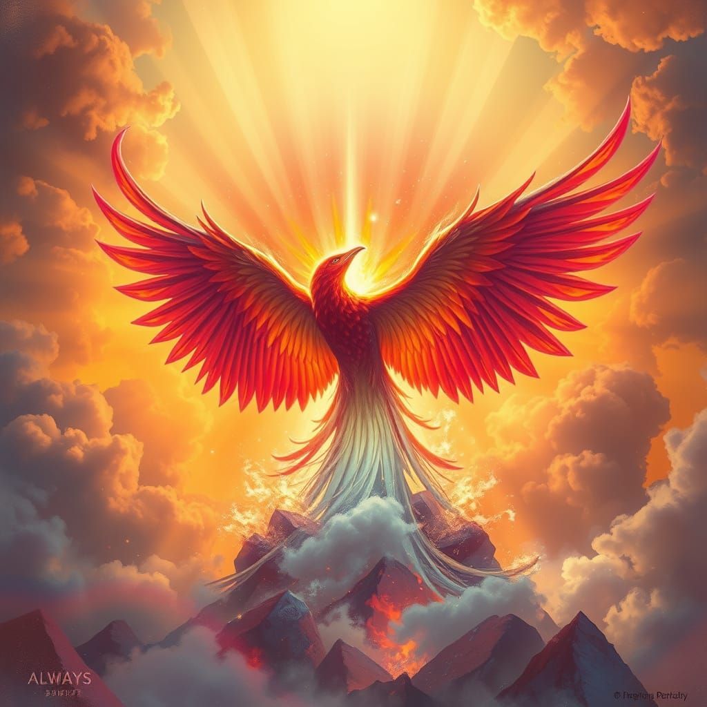 Ethereal Phoenix Rising in Epic Fantasy Art