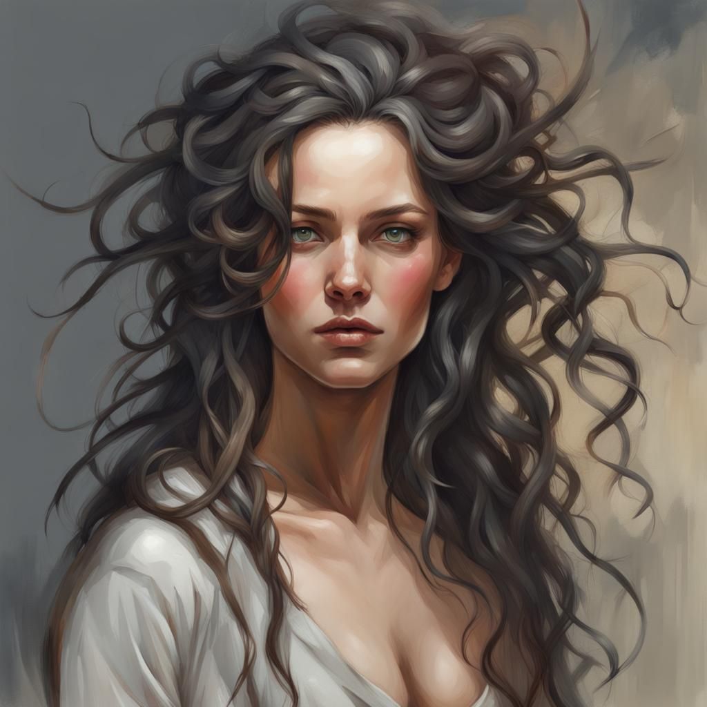 Beautiful Woman with Long Blonde Hair in Conceptual Portrait