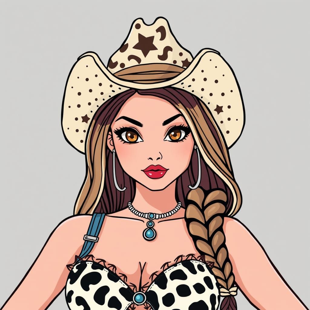 Bratz Doll Cowgirl: Pop Art Digital Illustration