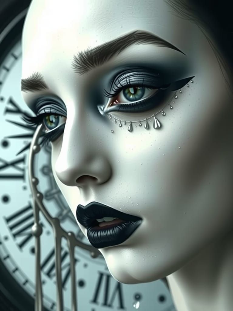 Surreal Portrait of a Gothic Woman in Dalí Style