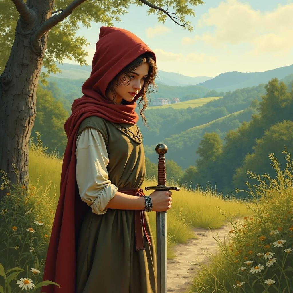 Impressionist Watercolour Portrait of St. Jeanne d'Arc