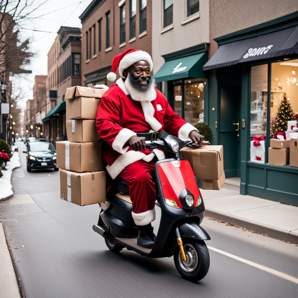Black Santa Scooter Delivery