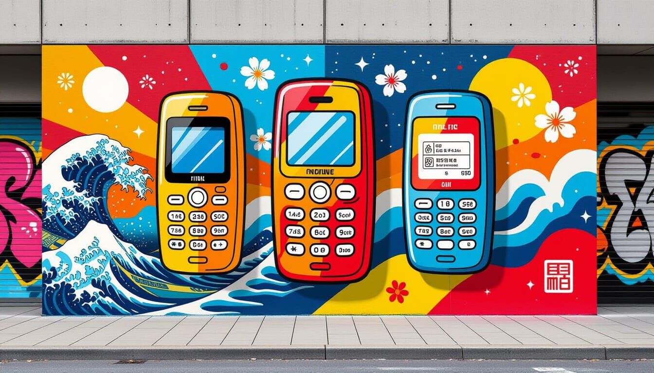 Graffiti Mural: Retro Tech Meets Japanese Art