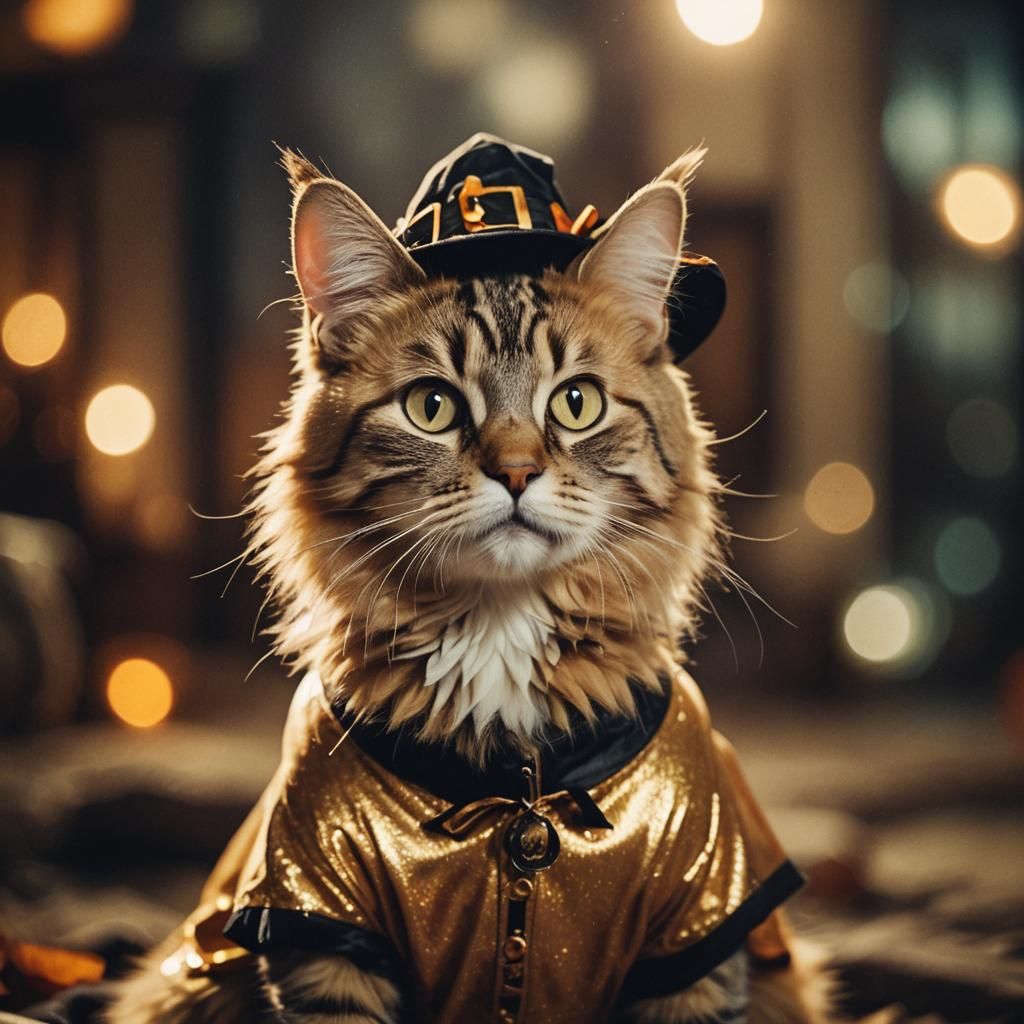 Cat in Costume: Cinematic Halloween Portrait