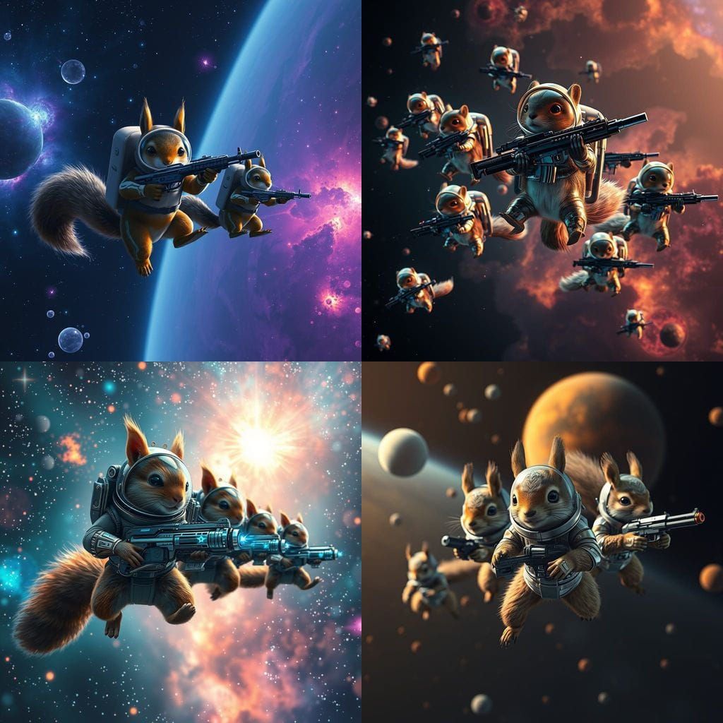 Galactic Squirrel Armada in Astronaut Suits